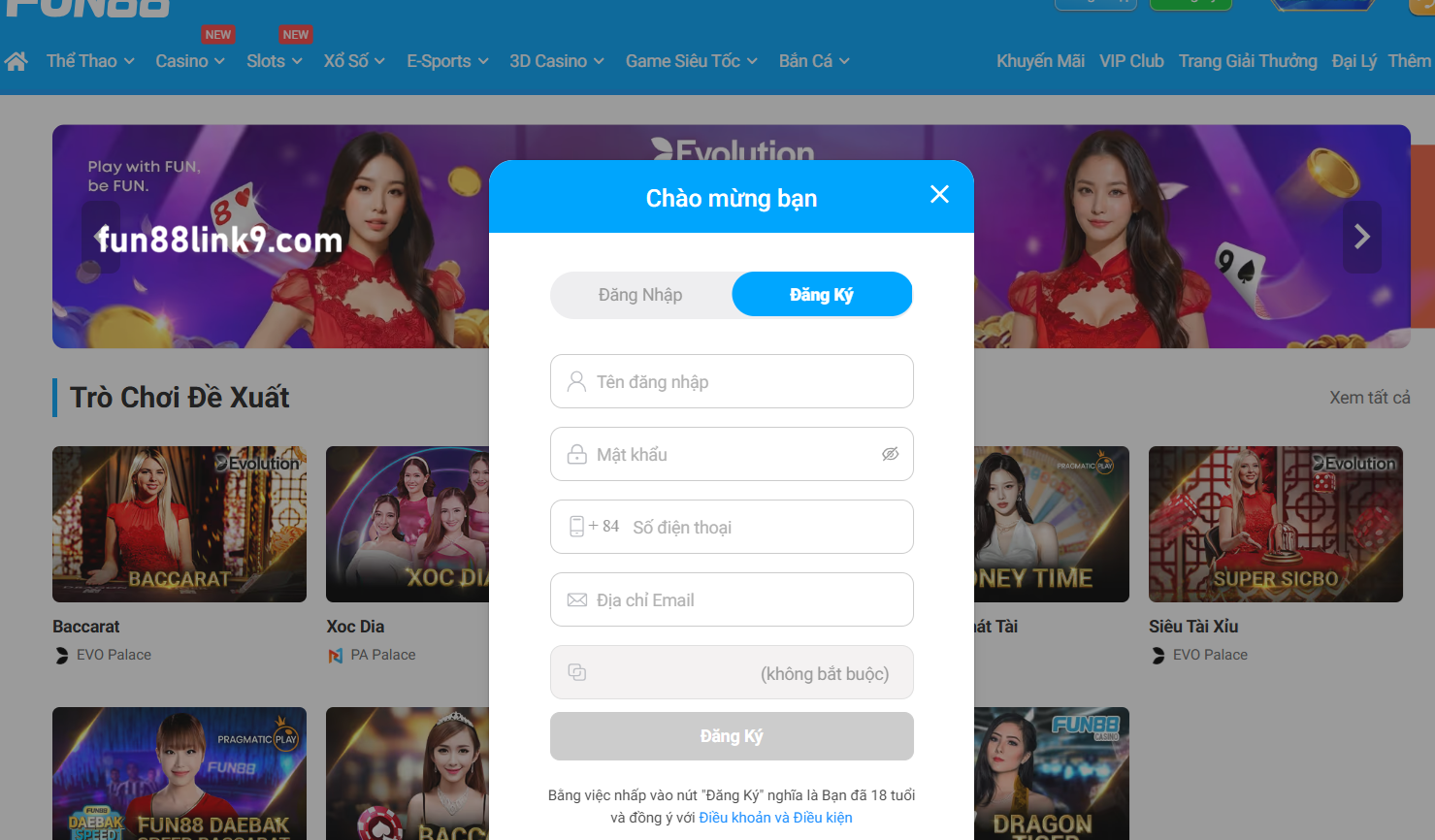 fun88 Đăng ký tài khoản fun88 trong vài phút